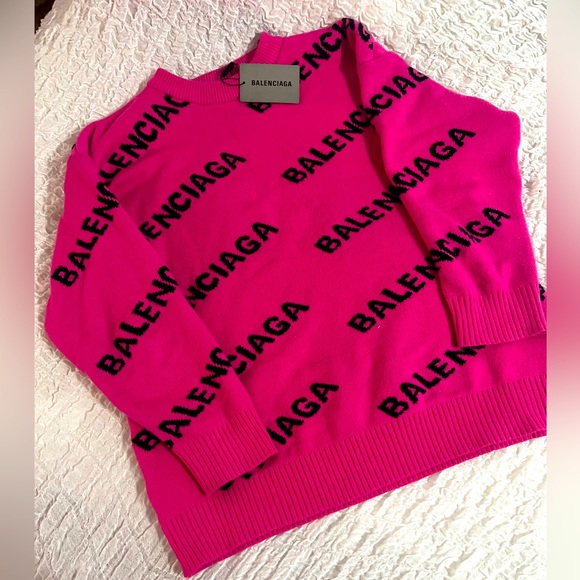 COPY - NEW AUTHENTIC BALENCIAGA VIRGIN WOOL PRINTED SWEATER - Picture 1 of 6